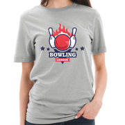 Fire Bowling League Graphic Design Ring Spun Combed Cotton Short Sleeve Deluxe Jersey T-Shirt - Heather-Grey XS