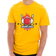 Fire Bowling League Graphic Design Ring Spun Combed Cotton Short Sleeve Deluxe Jersey T-Shirt - Taxi-Gold XS