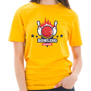 Fire Bowling League Graphic Design Ring Spun Combed Cotton Short Sleeve Deluxe Jersey T-Shirt - Taxi-Gold XS