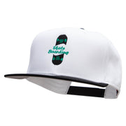 Half Skate Embroidered Two Tone Superior Cotton Twill Flat Bill Snapback Cap - Black-White OSFM