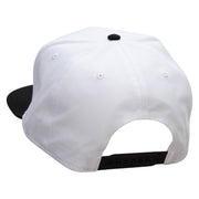 Half Skate Embroidered Two Tone Superior Cotton Twill Flat Bill Snapback Cap - Black-White OSFM