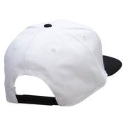 Half Skate Embroidered Two Tone Superior Cotton Twill Flat Bill Snapback Cap - Black-White OSFM