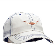 Steer Horns Embroidered Frayed Mesh Cap