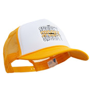 Spooky Mama Embroidered Summer Foam Mesh Trucker Cap - Yellow-White OSFM