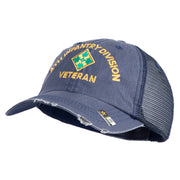 U.S. Army 4th Infantry Division Embroidered Low Profile Special Cotton Mesh Cap - Navy OSFM