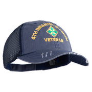 U.S. Army 4th Infantry Division Embroidered Low Profile Special Cotton Mesh Cap - Navy OSFM