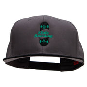 Half Skate Embroidered Two Tone Superior Cotton Twill Flat Bill Snapback Cap - Black-Charcoal OSFM