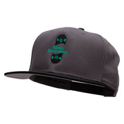 Half Skate Embroidered Two Tone Superior Cotton Twill Flat Bill Snapback Cap - Black-Charcoal OSFM