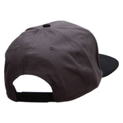 Half Skate Embroidered Two Tone Superior Cotton Twill Flat Bill Snapback Cap - Black-Charcoal OSFM