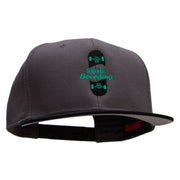 Half Skate Embroidered Two Tone Superior Cotton Twill Flat Bill Snapback Cap - Black-Charcoal OSFM