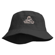 Arches Logo Embroidered Pigment Dyed Bucket Hat - Black OSFM