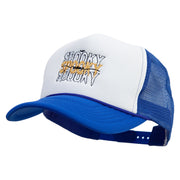 Spooky Mama Embroidered Summer Foam Mesh Trucker Cap - Royal-White OSFM