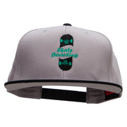 Half Skate Embroidered Two Tone Superior Cotton Twill Flat Bill Snapback Cap - Black-Grey OSFM