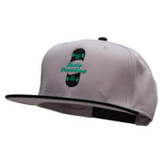 Half Skate Embroidered Two Tone Superior Cotton Twill Flat Bill Snapback Cap - Black-Grey OSFM