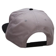 Half Skate Embroidered Two Tone Superior Cotton Twill Flat Bill Snapback Cap - Black-Grey OSFM