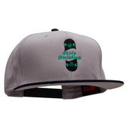 Half Skate Embroidered Two Tone Superior Cotton Twill Flat Bill Snapback Cap - Black-Grey OSFM