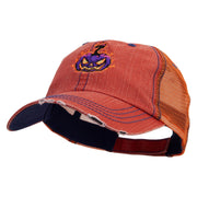 Halloween Pumpkin Flame Embroidered Low Profile Special Cotton Mesh Cap - Orange OSFM