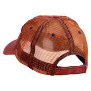 Halloween Pumpkin Flame Embroidered Low Profile Special Cotton Mesh Cap - Orange OSFM