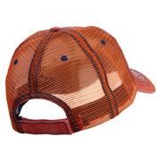 Halloween Pumpkin Flame Embroidered Low Profile Special Cotton Mesh Cap - Orange OSFM