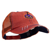 Halloween Pumpkin Flame Embroidered Low Profile Special Cotton Mesh Cap - Orange OSFM