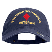 U.S. Army 5th Infantry Division Embroidered Washed Solid Pigment Dyed Cotton Twill Brass Buckle Cap - Navy OSFM