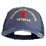 U.S. Army 5th Infantry Division Embroidered Low Profile Special Cotton Mesh Cap - Navy OSFM