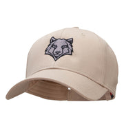 Wolf Motif Embroidered Low Profile Cotton Twill Cap