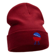 Patriotic Grill Embroidered Long Knitted Beanie