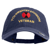U.S. Army 7th Infantry Division Embroidered Washed Solid Pigment Dyed Cotton Twill Brass Buckle Cap - Navy OSFM