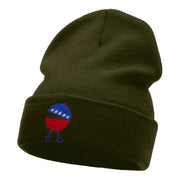 Patriotic Grill Embroidered Long Knitted Beanie