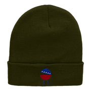 Patriotic Grill Embroidered Long Knitted Beanie