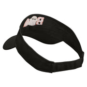 Halloween Boo with Ghost Embroidered Cotton Twill Sun Visor - Black OSFM