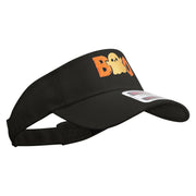 Halloween Boo with Ghost Embroidered Cotton Twill Sun Visor - Black OSFM