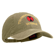 U.S. Army 7th Infantry Division Embroidered Washed Solid Pigment Dyed Cotton Twill Brass Buckle Cap - Khaki OSFM
