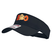 Halloween Boo with Ghost Embroidered Cotton Twill Sun Visor - Navy OSFM