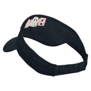 Halloween Boo with Ghost Embroidered Cotton Twill Sun Visor - Navy OSFM