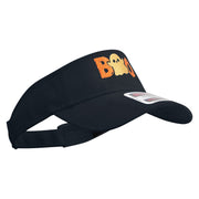 Halloween Boo with Ghost Embroidered Cotton Twill Sun Visor - Navy OSFM