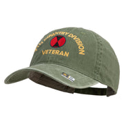 U.S. Army 7th Infantry Division Embroidered Washed Solid Pigment Dyed Cotton Twill Brass Buckle Cap - Olive OSFM