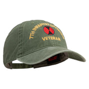 U.S. Army 7th Infantry Division Embroidered Washed Solid Pigment Dyed Cotton Twill Brass Buckle Cap - Olive OSFM