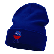 Patriotic Grill Embroidered Long Knitted Beanie