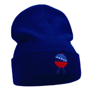 Patriotic Grill Embroidered Long Knitted Beanie