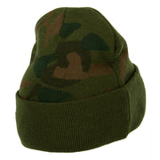 US Army Veteran Circle Logo Embroidered Camo Knit Long Cuff Beanie