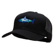 Scuba Shark Embroidered Solid Cotton Twill Mesh Prostyle Cap - Black OSFM