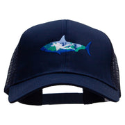 Scuba Shark Embroidered Solid Cotton Twill Mesh Prostyle Cap - Navy OSFM