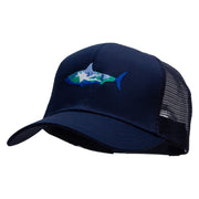 Scuba Shark Embroidered Solid Cotton Twill Mesh Prostyle Cap - Navy OSFM