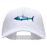 Scuba Shark Embroidered Solid Cotton Twill Mesh Prostyle Cap - White OSFM