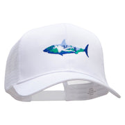 Scuba Shark Embroidered Solid Cotton Twill Mesh Prostyle Cap - White OSFM