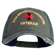 U.S. Army 7th Infantry Division Embroidered Low Profile Special Cotton Mesh Cap - Green OSFM