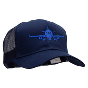 Landing Airplane Embroidered Solid Cotton Prostyle Twill Mesh Cap