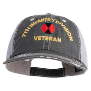 U.S. Army 7th Infantry Division Embroidered Low Profile Special Cotton Mesh Cap - Black OSFM